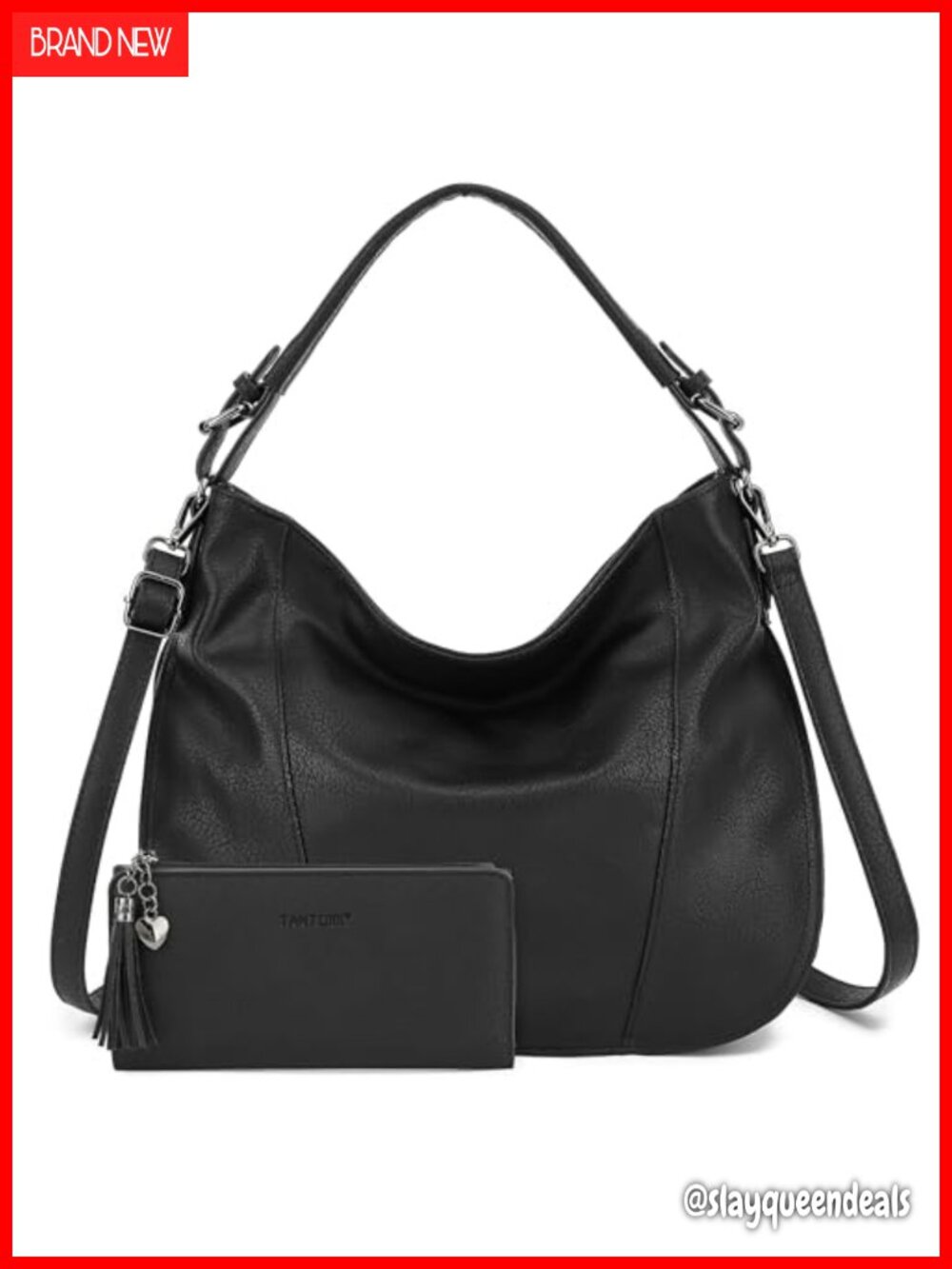 Semi-PU Leather Hobo Shoulder Bag Crossbody Purse Large Multi-Pocket